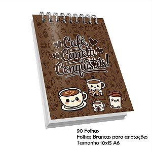 Bloquinho c/90 Folhas Brancas  - Jaleco - Capa Dura Anotações - Lembrancinhas Tamanho A6 - Cafezinho
