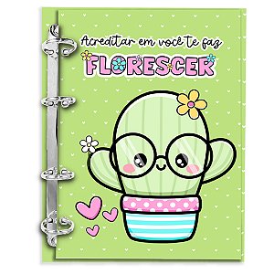 Fichário Cacto– Colegial 80 folhas | Miolo 90g (pautado/quad/pontilhado)