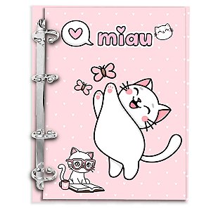 Fichário Gatinha Colegial 80 folhas | Miolo 90g (pautado/quad/pontilhado)