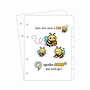 Divisórias Tamanho Colegial Abelha - 17,7x24cm Papel 180G