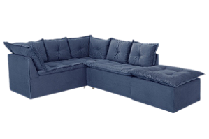 SOFA DE CANTO TURIM 2 MOD+1PUFF AZUL LISO