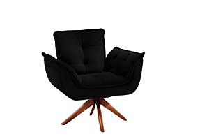 POLTRONA LUNA-PE GIRATORIO - VELUDO PRETO/12122