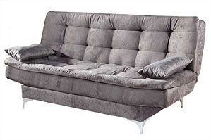 SOFA CAMA PARIS - PE CROMADO - CINZA LISO