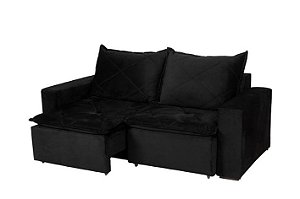 SOFA RETR DUBAI 184CM - LISO PRETO - AREZZO
