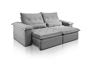 SOFA RETR VALENCIA 250CM VEL CINZA/526 - JC ESTOFADOS