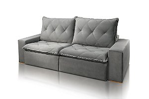 SOFA RETR LORETO 180CM VEL CINZA/526 - JC ESTOF