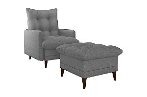 POLTRONA +PUFF MONTREAL LINHO E CINZA/487 - MATRIX