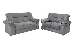 SOFA CJ 3X2 LUG CAETE/2084 VEL CINZA/D 2075 - LUFER