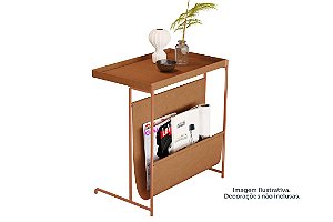 MESA REVISTEIRO COURO CAST/BRONZE - JB