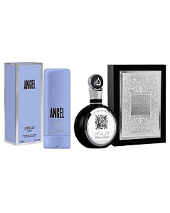 Combo Fakhar Black Eau de Parfum 100ml + Hidratante Angel Isabelle 200ml - Masculino