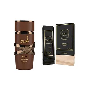 Combo Asad Bourbon Lattafa Eau de Parfum - 100ml+ Khamrah Isabelle Hidratante - 200ml - Masculino