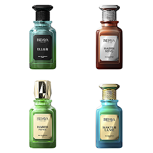 Kit 4 Perfumes Eau de Parfum Bidaya - 100ml - Masculino (King, Prince, Elliur, La Vie)