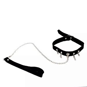 Coleira com Guia - Preto