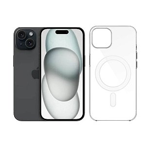 Capa Transparente MagSafe Para iPhone 15 Plus Carregamento Por Indução