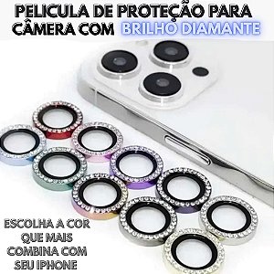 Película Brilho Diamante Proteção Para Câmera do Iphone 14 / 14 Plus / 15 / 15 Plus