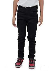 Calça Masculina Juvenil Jeans Preta Skinny Confortável MMS Store
