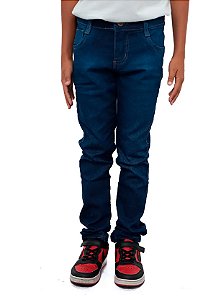 Calça Skinny Masculina Jeans Juvenil Azul com Elastano MMS STORE