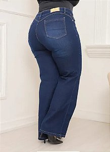 Calça Jeans Reta Wide Leg Cintura Alta Premium