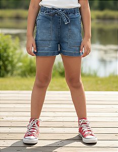 Shorts Menina Infantil Juvenil Elástico Cintura Com Elastano