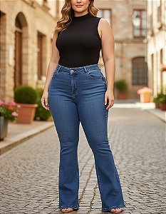 Calça Flare Feminina Cintura Média Clara Premium