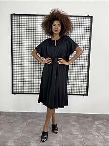 Vestido Franzido Frente/Costas - PRETO