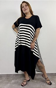 Vestido Listra Central - LISTRA PRETO/BRANCO