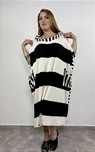 Vestido Glamour - LISTRA PRETO/BRANCO