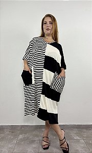 Tunica Quadrada - LISTRA PRETO/BRANCO