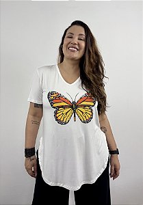 Blusa Arredondada Borboleta - OF WHITE