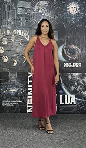 Vestido Longuete Alça - BORDÔ