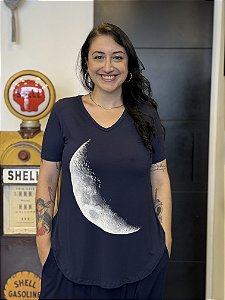 Blusa Arredondada lua crescente - AZUL MARINHO