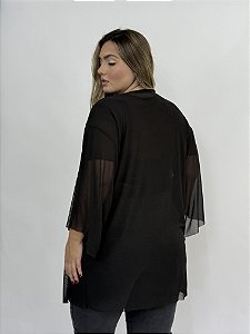 Quimono Curto Tule - PRETO