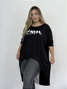 Camisão Tule costas RJ Pássaros - PRETO