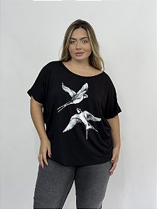Blusa Tule Costas RJ Andorinha - PRETO