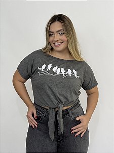 Croped Amarrar Passaros - CINZA ESCURO