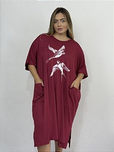 Túnica Quadrada Andorinhas - BORDÔ