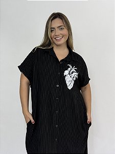 Chemise Coração - PRETO