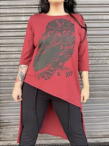 Blusa Rastro Coruja - BORDÔ