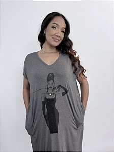 Vestido Claudia Cinema Renda - CINZA ESCURO