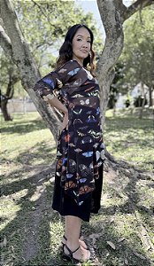 Blusa Pontas Tule Borboleta - PRETO