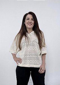 Blusa Capuz Tricot - OF WHITE