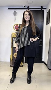 Poncho Listras - PRETO/CINZA