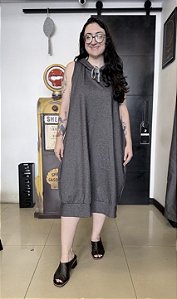 Vestido Moletom Capuz - CINZA ESCURO