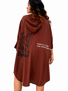 Camisão Capuz Borboletas - MARRON