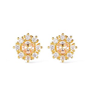 Brinco Dourado Glamour Pedras de Zircônia