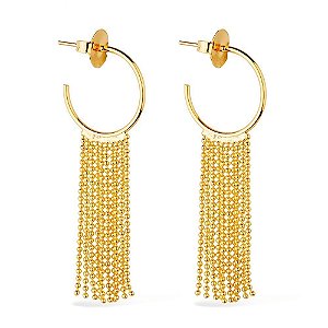 Brinco Dourado de Argola e Franja