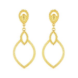 Brinco Dourado Luxo Gota de Gala