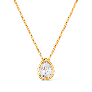Colar Dourado de Gota em Zircônia