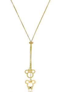 Colar Personalizado Gravata Mickey E Minnie  Folheado Em Ouro 18k