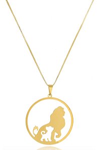 Colar Personalizado Mufasa E Simba Rei Leão  Folheado Em Ouro 18k